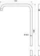 Brausestange von Ideal Standard, gebogene Form mit einem Durchmesser von 20,5 mm und einer Länge von 1000 mm, skizziert in technischem Design.